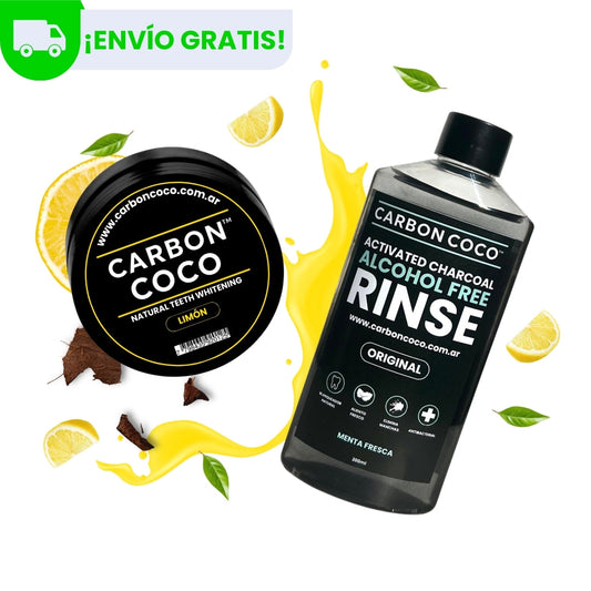 Carbón Coco™ Blanqueador Dental Sabor Limón + Carbón Coco™ Enjuague Bucal