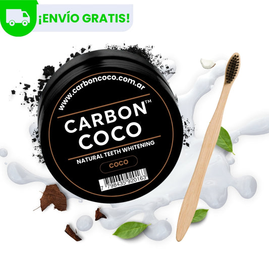 Carbón Coco™ Blanqueador Dental Sabor Coco + Cepillo de Bambú