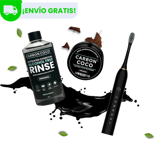 Blanqueador Dental Sabor Original + Enjuague Bucal + Cepillo Eléctrico Carbón Coco™