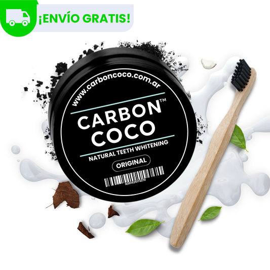 Carbón Coco™ Blanqueador Dental Sabor Original + Cepillo de Bambú