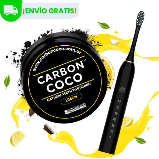 Blanqueador Dental Sabor Limón + Cepillo Eléctrico Carbón Coco™