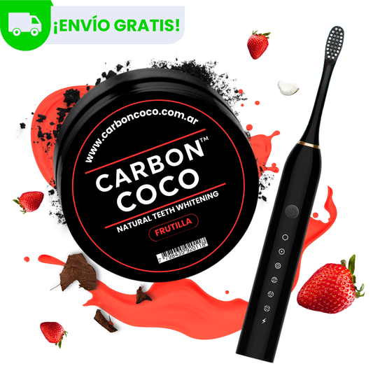 Blanqueador Dental Sabor Frutilla + Cepillo Eléctrico Carbón Coco™